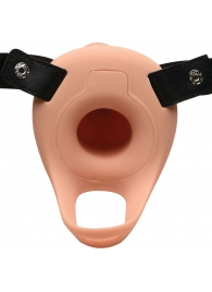 Телесный полый страпон 2  Erection 28X Smooth Vibrating Silicone Penis Sheath - 16 см. - XR Brands - купить с доставкой в Астрахани