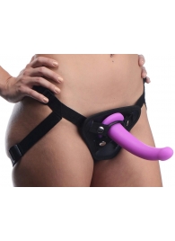 Лиловый поясной страпон Navigator Silicone G-Spot Dildo with Harness - 17,8 см. - XR Brands - купить с доставкой в Астрахани