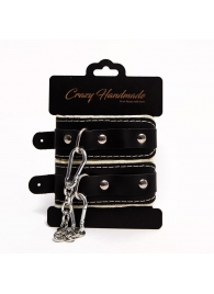 Черные скругленные наручники с мягкой бежевой подкладкой - Crazy Handmade - купить с доставкой в Астрахани