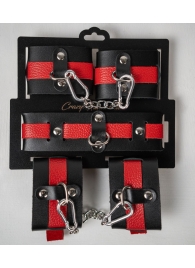 Черно-красный набор фиксаций: наручники, оковы и ошейник - Crazy Handmade - купить с доставкой в Астрахани