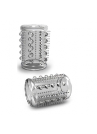 Прозрачная насадка с шипами и шишечками STAY HARD COCK SLEEVE 03 CLEAR - Blush Novelties - в Астрахани купить с доставкой