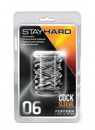 Прозрачная насадка с объёмными чёрточками STAY HARD COCK SLEEVE 06 CLEAR - Blush Novelties - в Астрахани купить с доставкой
