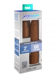 Коричневая насадка на член 2  Silicone X-tension - 20,3 см. - Pipedream - в Астрахани купить с доставкой