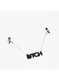 Зажимы на соски с кожаной подвеской Bitch - Crazy Handmade - купить с доставкой в Астрахани