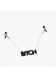 Зажимы на соски с кожаной подвеской Bitch - Crazy Handmade - купить с доставкой в Астрахани