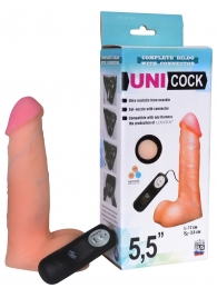 Фаллическая насадка Харнесс UNICOCK 5,5  с вибрацией - 17 см. - LOVETOY (А-Полимер) - купить с доставкой в Астрахани