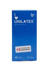 Классические презервативы Unilatex Natural Plain - 12 шт. + 3 шт. в подарок - Unilatex - купить с доставкой в Астрахани