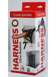 Насадка-фаллоимитатор на кожаных трусиках Harness Ultra Realistic 7  - 18 см. - LOVETOY (А-Полимер) - купить с доставкой в Астрахани