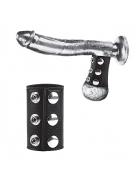 Чёрная утяжка на кнопках 100% PVC STRAP WITH METAL SNAP - BlueLine - купить с доставкой в Астрахани