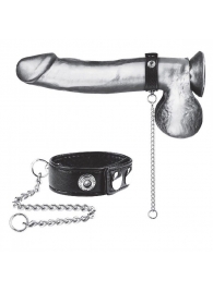 Утяжка на пенис с поводком Snap Cock Ring With 12  Leash - BlueLine - купить с доставкой в Астрахани