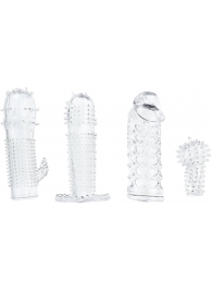 Набор из 4 насадок на член Pleasured Penis Enhancement Sleeve 4 Pack - XR Brands - в Астрахани купить с доставкой