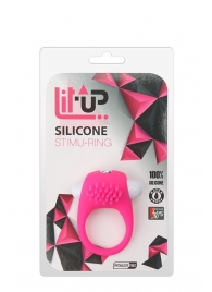 Розовое эрекционное кольцо с щеточкой LIT-UP SILICONE STIMU RING 5 - Dream Toys - в Астрахани купить с доставкой