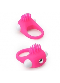 Розовое эрекционное кольцо с щеточкой LIT-UP SILICONE STIMU RING 5 - Dream Toys - в Астрахани купить с доставкой