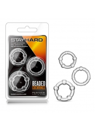 Набор из 3 прозрачных эрекционных колец Stay Hard Beaded Cockrings - Blush Novelties - в Астрахани купить с доставкой