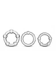 Набор из 3 прозрачных эрекционных колец Stay Hard Beaded Cockrings - Blush Novelties - в Астрахани купить с доставкой