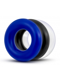 Набор из 3 разноцветных колец Stay Hard Donut Rings - Blush Novelties - в Астрахани купить с доставкой