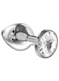 Большая серебристая анальная пробка Diamond Clear Sparkle Large с прозрачным кристаллом - 8 см. - Lola Games - купить с доставкой в Астрахани