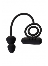 Чёрное эрекционное кольцо с вибропулькой и анальным хвостом - Erotist Adult Toys - в Астрахани купить с доставкой