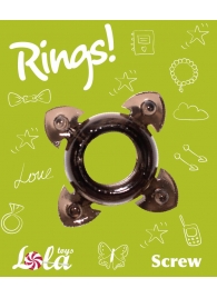 Чёрное эрекционное кольцо Rings Screw - Lola Games - в Астрахани купить с доставкой