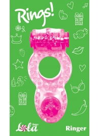 Розовое эрекционное кольцо с вибрацией Rings Ringer - Lola Games - в Астрахани купить с доставкой