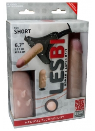 Телесный поясной страпон LESBI с вагинальной пробкой - 17 см. - LOVETOY (А-Полимер) - купить с доставкой в Астрахани