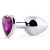 Серебристая анальная пробка с фиолетовым кристаллом-сердечком - 8 см. - Anal Jewelry Plug - купить с доставкой в Астрахани