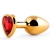 Золотистая анальная пробка с красным стразом-сердечком - 8 см. - Anal Jewelry Plug - купить с доставкой в Астрахани