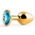 Золотистая анальная пробка с голубым стразом - 7,2 см. - Anal Jewelry Plug - купить с доставкой в Астрахани