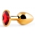 Золотистая анальная пробка с красным стразом - 7,2 см. - Anal Jewelry Plug - купить с доставкой в Астрахани