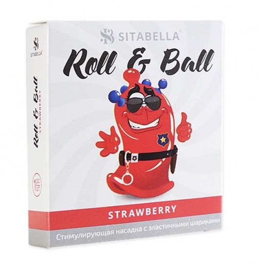 Стимулирующий презерватив-насадка Roll   Ball Strawberry - Sitabella - купить с доставкой в Астрахани