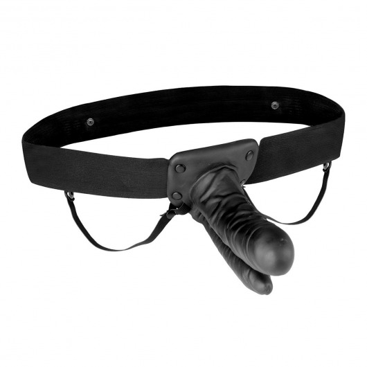 Полый страпон с двумя отростками и вибрацией Unisex Vibrating Hollow Strap-On Double Penetrating Dildo - 17,8 см. - Lux Fetish - купить с доставкой в Астрахани