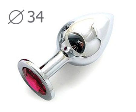 Коническая серебристая анальная втулка с малиновым кристаллом - 8,2 см. - Anal Jewelry Plug - купить с доставкой в Астрахани