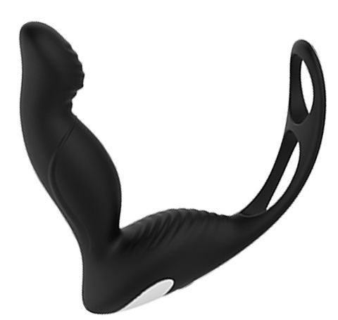 Черный вибромассажер простаты P-PLEASER W ERECTION ENHANCE - Dream Toys - в Астрахани купить с доставкой