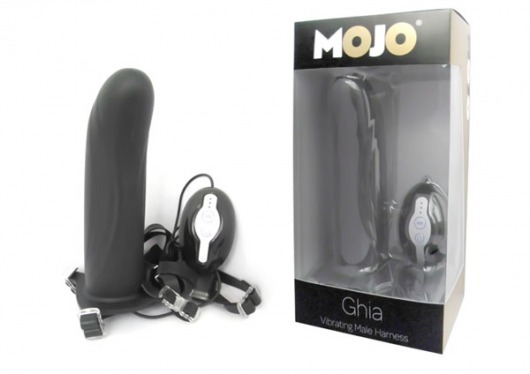 Черный страпон с вибратором Mojo Ghia - Seven Creations - купить с доставкой в Астрахани