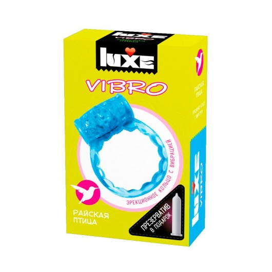 Голубое эрекционное виброкольцо Luxe VIBRO  Райская птица  + презерватив - Luxe - в Астрахани купить с доставкой