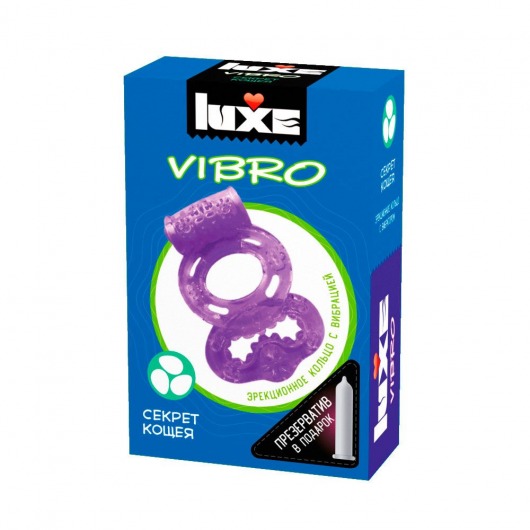 Фиолетовое эрекционное виброкольцо Luxe VIBRO  Секрет Кощея  + презерватив - Luxe - в Астрахани купить с доставкой
