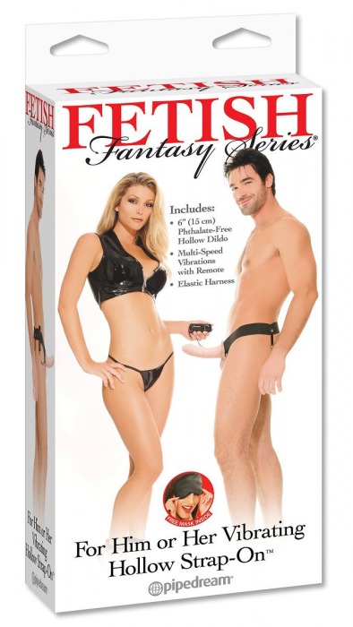 Полый страпон унисекс телесного цвета с вибрацией For Him or Her ​Vibrating Hollow Strap-On - 15 см. - Pipedream - купить с доставкой в Астрахани