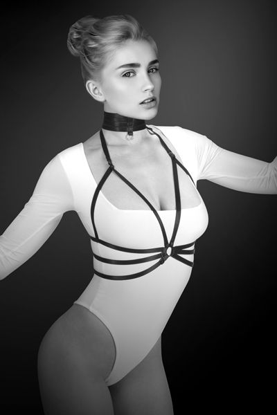 Черная упряжь на грудь Julia - Bijoux Pour Toi - купить с доставкой в Астрахани
