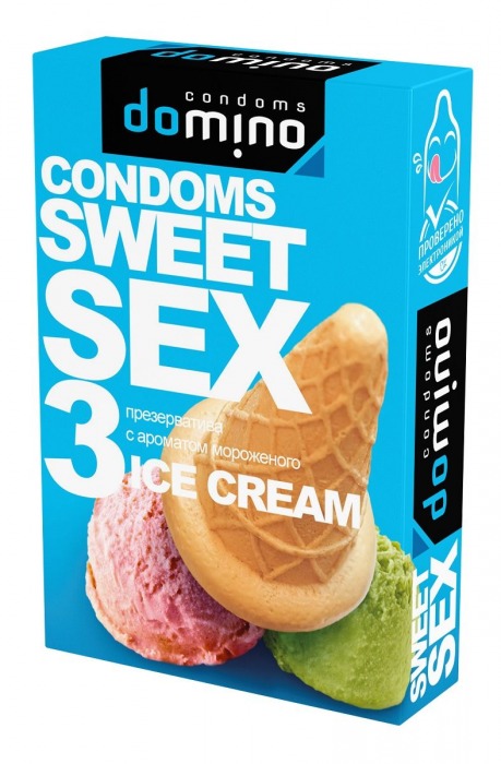 Презервативы для орального секса DOMINO Sweet Sex с ароматом мороженого - 3 шт. - Domino - купить с доставкой в Астрахани