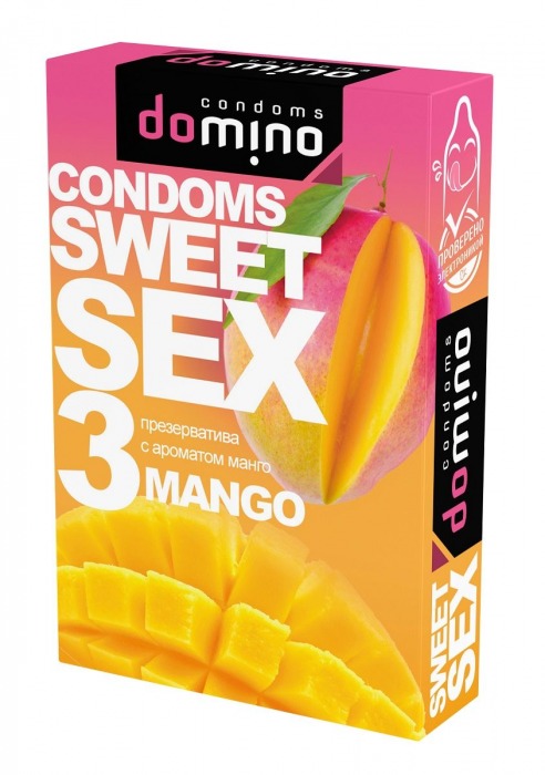 Презервативы для орального секса DOMINO Sweet Sex с ароматом манго - 3 шт. - Domino - купить с доставкой в Астрахани