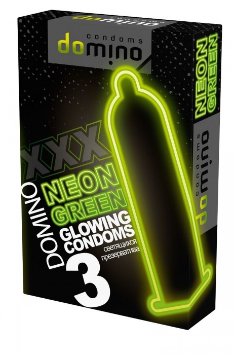 Презервативы DOMINO Neon Green со светящимся в темноте кончиком - 3 шт. - Domino - купить с доставкой в Астрахани
