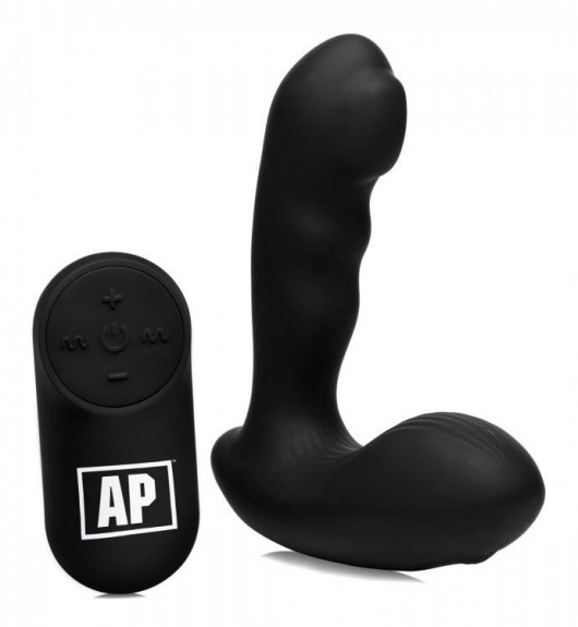 Черный стимулятор простаты Alpha-Pro 7X P-Milker Silicone Prostate Stimulator with Milking Bead - XR Brands - в Астрахани купить с доставкой