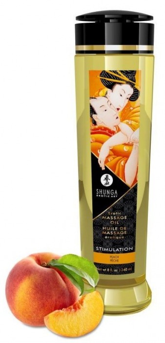 Массажное масло для тела с ароматом персика Stimulation - 240 мл. - Shunga - купить с доставкой в Астрахани