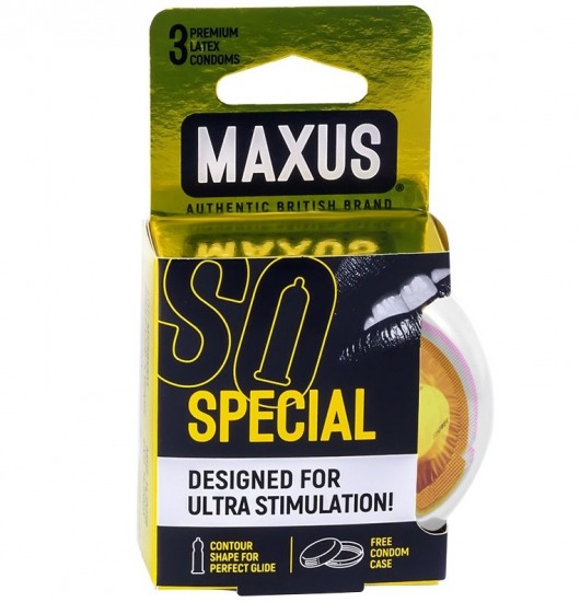 Презервативы с точками и рёбрами в пластиковом кейсе MAXUS Special - 3 шт. - Maxus - купить с доставкой в Астрахани