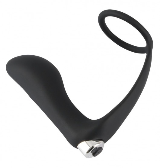 Черное эрекционное кольцо с анальной вибропробкой Vibrating Ring   Plug - Orion - в Астрахани купить с доставкой