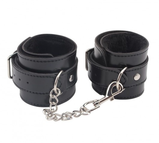 Черные оковы на ноги Obey Me Leather Ankle Cuffs - Chisa - купить с доставкой в Астрахани