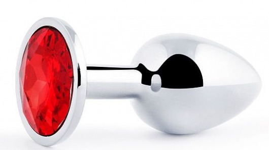 Серебристая анальная пробка с красным стразом - 7,2 см. - Anal Jewelry Plug - купить с доставкой в Астрахани