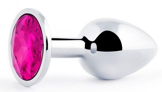 Серебристая анальная пробка с малиновым кристаллом - 7,2 см. - Anal Jewelry Plug - купить с доставкой в Астрахани