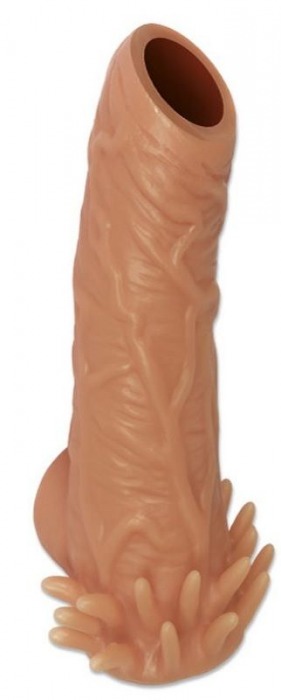 Телесная насадка с усиками и открытой головкой Nude Sleeve L - 14 см. - KOKOS - в Астрахани купить с доставкой