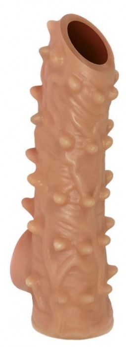 Телесная насадка с шипами и открытой головкой Nude Sleeve M - 12 см. - KOKOS - в Астрахани купить с доставкой